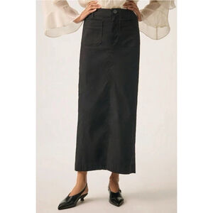 Anthropologie Maeve Colette Maxi Long Skirt Black Size Medium Linen Blend